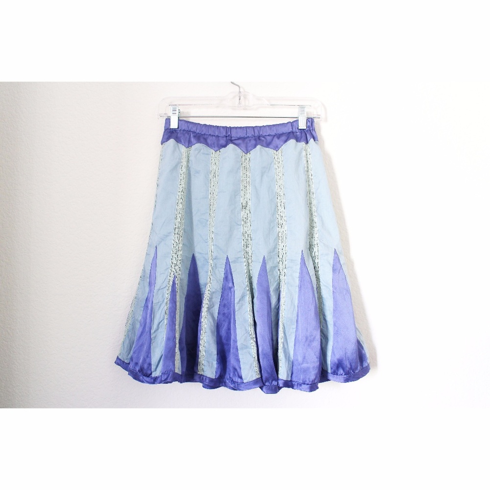 Vintage Blue Silk Ruffle Dancing Skirt Size XS